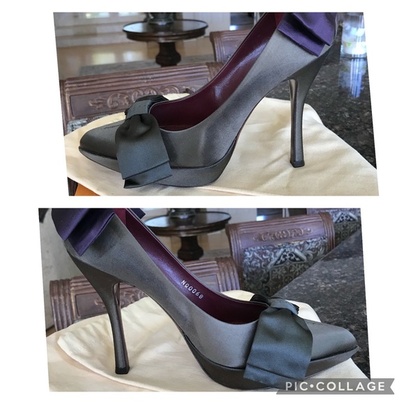 Louis Vuitton silk  Pumps with Purple Bow - Picture 11 of 16